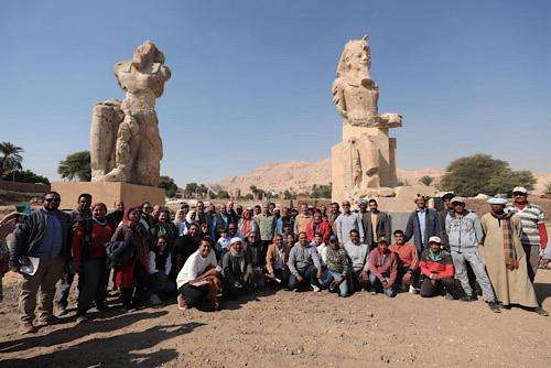 Egypt unveils two restored giant statues of Amenhotep III in Luxor